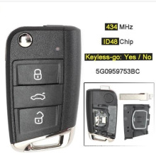 434MHz ID48 Chip 3 Button Keyless-Go/ Flip Remote Key Fob for Volkswagen Mqb Golf VII Mk7, for Skoda Octavia A7